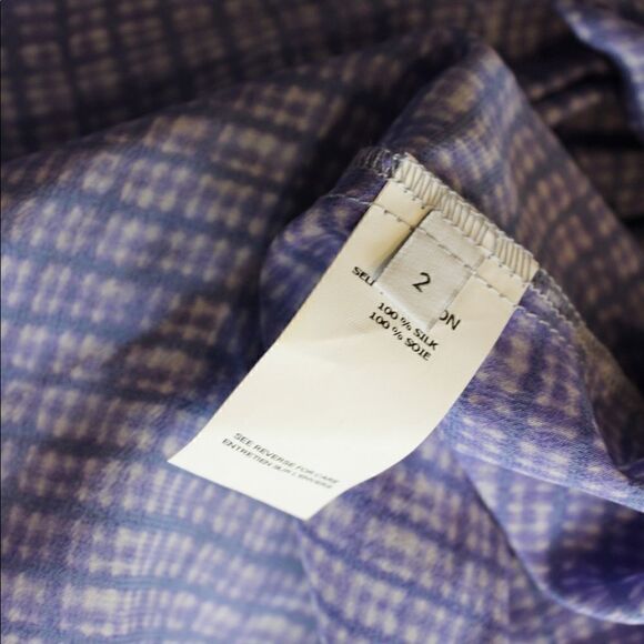 Thakoon Addition Silk Cinched Sheer Tunic/Dress in Blue/Purple Check Plaid - Picture 8 of 11